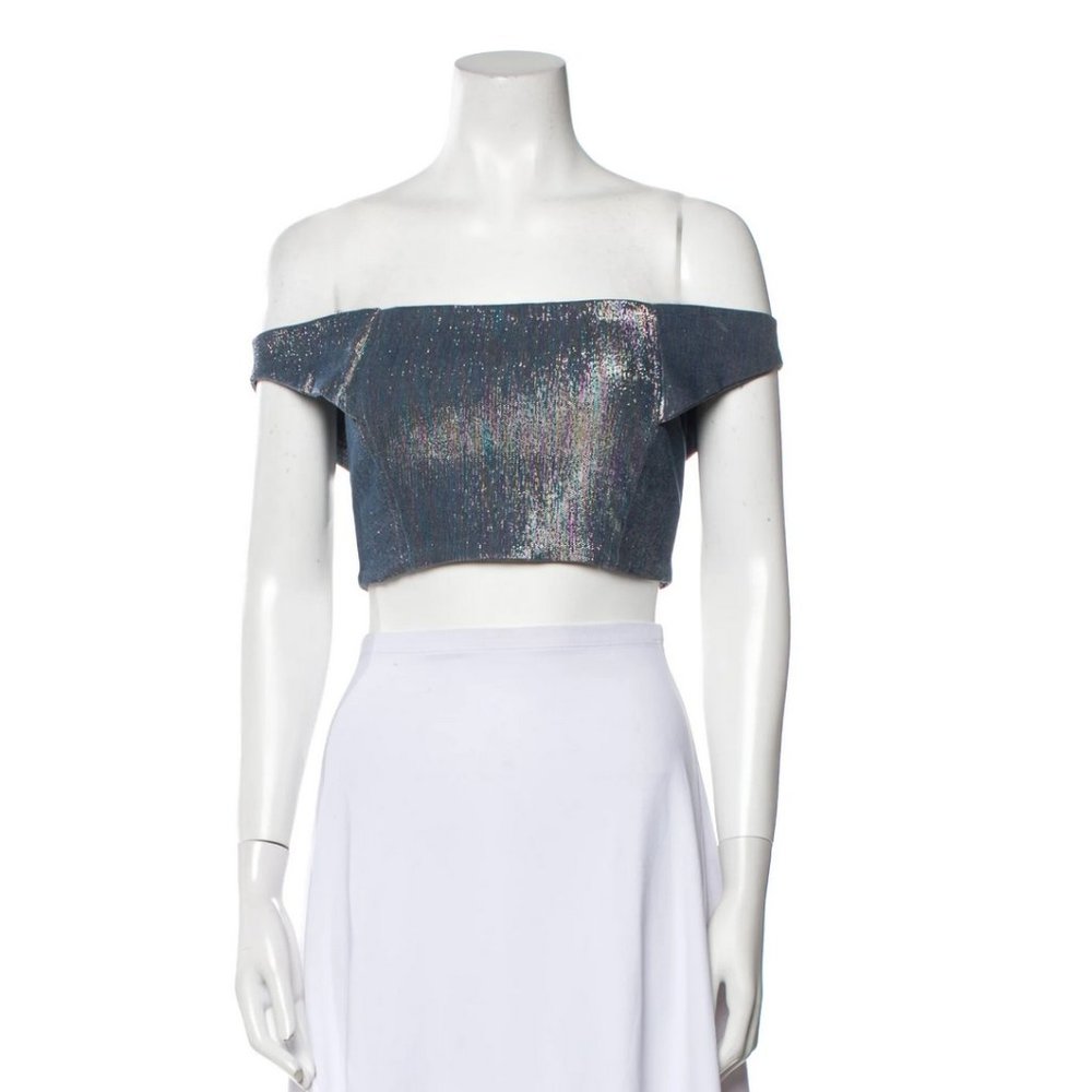 Like New Michelle Mason Off-The-Shoulder Short Sleeve Crop Top Size: S | US 4
